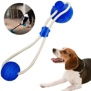 Jouet multifonctionnel pour animaux de compagnie : balle à mâcher en caoutchouc pour nettoyer les dents, sûre et élastique, en TPR souple, avec ventouse pour chiot - Product Image 4