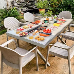 Bền thịt nướng ngoài trời Bàn và ghế đặt cho nhiều người ăn uống cho sân khách sạn sân thượng ban công nướng tụ tập - Product Image 1
