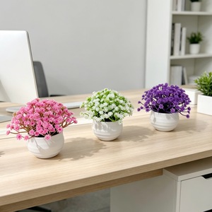 Plantas Artificiales de Baby's Breath en Maceta, Mini Bonsái, Decoración de Escritorio, Flores de Plástico, Blanco, Azul, Rosa, Amarillo, Morado, Rojo, 10 cm - Product Image 2
