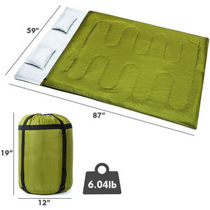 Sac de couchage double imperméable et confortable pour le camping par temps froid, logo personnalisé, matériau nylon/polyester, design portable - Product Image 4