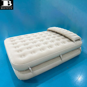 Ensemble de matelas gonflable double pour lit gonflable Queen Size 1 + 1 avec pompe et oreiller rechargeables sans fil à gonfler et à dégonfler intégrés - Product Image 3