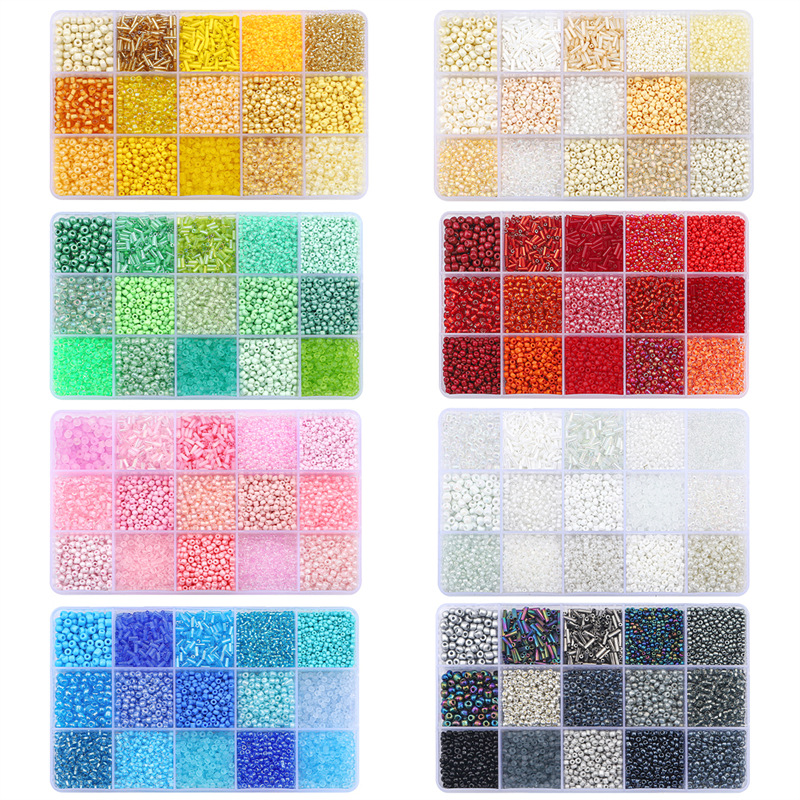 Vendita calda 2mm 3mm 4mm foro rotondo perline di vetro ceco per la creazione di gioielli Mini Bead Craft Set bracciali collana anello che fa Kit