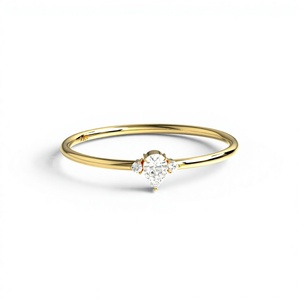Minimalist 18K 14K Gold Plated Classic Three Stone Pear Cut Round Brilliant Cut Lab Grown Diamond Promise <b>Ring</b> <b>Stacking</b> Band - Product Image 1