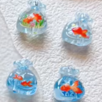 Breloques en résine 3D thème Océan d'été, mignonnes, en forme de poisson rouge porte-bonheur, pendentifs Feng Shui pour la fortune, pour boucles d'oreilles, bracelets et bijoux DIY