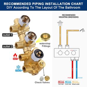 12 Inch Full Body Rain <strong>Shower</strong> System Ceiling Mount <strong>Dual</strong> Function Thermostatic Faucet Set <strong>Overhead</strong> Rainfall <strong>Shower</strong> <strong>Head</strong> Diverter - Product Image 5