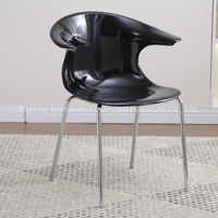 Chaise de salle à manger empilable simple en acrylique avec pieds en métal, design nordique, pour la maison et les restaurants