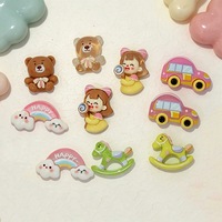 Breloques DIY en résine de dessin animé : Ours, Voiture, Poney, Arc-en-ciel, Fille – Accessoire DIY pour coque de téléphone