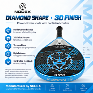 Raquette de padel NODEX en carbone intégral, légère, personnalisée OEM, forme goutte d'eau, approuvée FIP. - Product Image 5