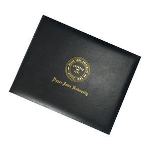 Porte-documents en cuir PU noir avec logo personnalisé en estampage <span class=keywords><strong>à</strong></span> chaud pour les diplômes de fin d'études - OEM <span class=keywords><strong>et</strong></span> vente en gros disponibles - Product Image 3