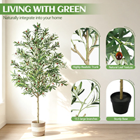Arbre d'olivier artificiel de 2,10 m pour intérieur, en pot sur pied, plantes artificielles, verdure, décoration, plantes artificielles en pot