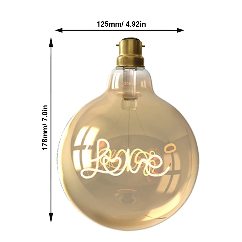 4W B22 E26E27ベースG125ヴィンテージエジソンホリデー照明ハンギングランプアンバーラブLEDフィラメント電球
