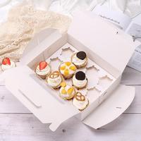 Boîtes d'emballage en carton blanc avec poignée, 12 pièces, fenêtre en PVC, muffins à pâtisserie transparents, tarte aux œufs, petits gâteaux