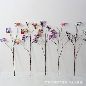 Papillons artificiels Laixing avec branches, fleurs en soie, décoration 3D pour la maison, les mariages et les expositions - Product Image 5