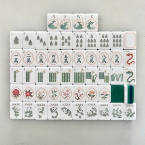 Juego <span class=keywords><strong>de</strong></span> Mahjong Americano Verde con Patrón <span class=keywords><strong>de</strong></span> Bambú, 160 Fichas Incluidas, Tablero, Regla y Mate para Fiestas y Noches <span class=keywords><strong>de</strong></span> Juego en Familia - Product Image 1