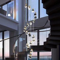 Plafonnier led suspendu en forme de spirale, design nordique moderne, en cuivre et cristal, idéal pour un hôtel, une maison ou des escaliers