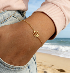 <span class=keywords><strong>Bracelet</strong></span> délicat en forme de fleur de <span class=keywords><strong>lotus</strong></span> pour femmes, plaqué or 18 carats, en acier inoxydable, <span class=keywords><strong>bracelet</strong></span> minimaliste, <span class=keywords><strong>bracelet</strong></span> de yoga, bijou cadeau - Product Image 2