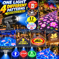 Projecteur de logo Gobo 4 motifs personnalisés, lumière LED multi-motifs, étanche pour extérieur, pour vitrine, promotion commerciale, événementiel, publicité, OEM