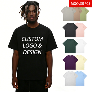 T-shirt da uomo oversize casual in cotone 100% di alta qualità, 220GSM, a maniche corte, girocollo, tinta unita, stile streetwear. - Product Image 1