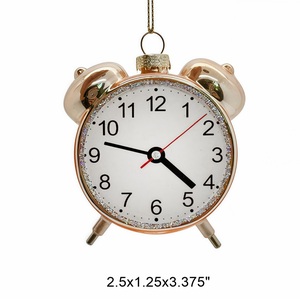 Horloge de table décorative en verre avec pendentif en forme d'arbre, vente en gros, décorations de Noël en verre, ornements suspendus pour sapin de Noël - Product Image 4