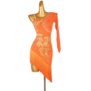 Vestido de Baile de Salón para Mujer, Estilo Ritmo Latino, 100% Poliéster, para Actuaciones y Competiciones, Profesional, Rumba, <span class=keywords><strong>Cha</strong></span> <span class=keywords><strong>Cha</strong></span> Chá - Product Image 4