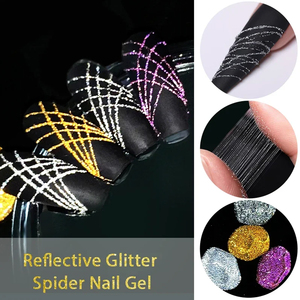 Gel per Unghie Riflettente a 6 Colori, Smalto per Nail Art <span class=keywords><strong>con</strong></span> Effetto <span class=keywords><strong>Ragnatela</strong></span>, Gel Glitterato per Disegni - Product Image 5