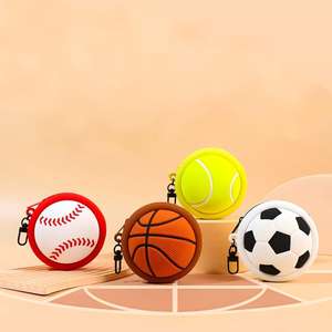 Portefeuille en silicone pour pièces de <span class=keywords><strong>monnaie</strong></span>, sac de rangement pour écouteurs, sac à <span class=keywords><strong>monnaie</strong></span>, sac de sport pour la Coupe du Monde de football, le baseball et le basketball - Product Image 2