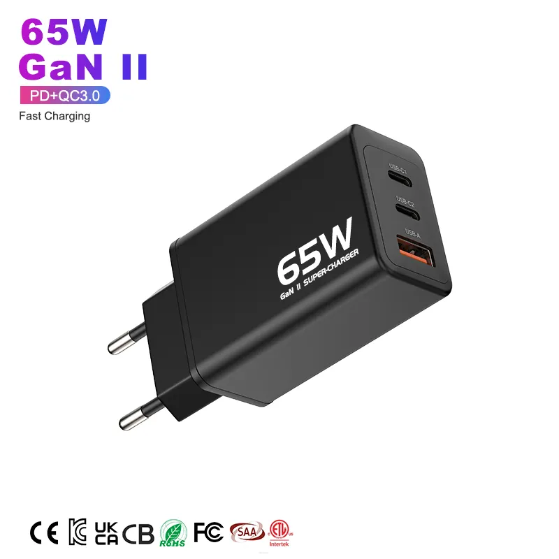 65W QC 3,0 UK PD adaptador de enchufe europeo de carga rápida cargador de ordenador portátil USB Dual cargador para Apple iPhone 13