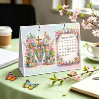 Calendrier de table en cristal diamanté avec design de lettres saisonnières sur 12 mois