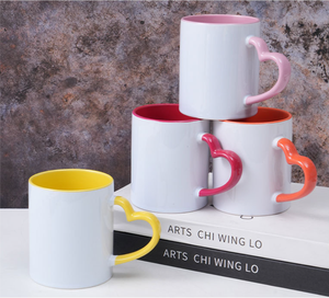 Two-tone Heart Handle <b>Ceramic</b> Mug, Colorful Coffee <b>Cup</b> with Heart Handle - Product Image 3