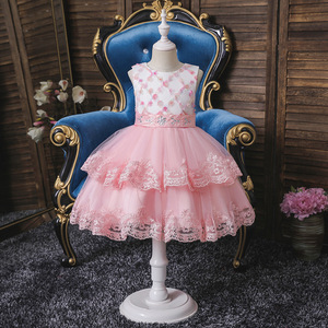 Robe de princesse pour filles, bleu, tulle, dentelle, coupe trapèze, costume de spectacle de piano - Product Image 4