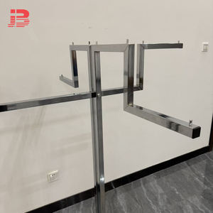 Espositore Metallico Quadrato per <span class=keywords><strong>Negozio</strong></span> di <span class=keywords><strong>Abbigliamento</strong></span> con 6 Bracci Dritti, Appendiabiti Cromato per Boutique - Product Image 4