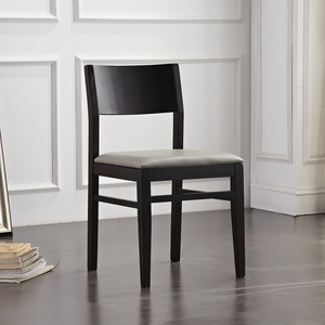 Chaise de salle à manger en bois massif empilable vintage <span class=keywords><strong>scandinave</strong></span> du milieu du siècle avec revêtement en cuir, mobilier durable pour la maison - Product Image 1