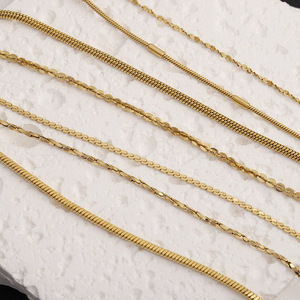 Collier à fine chaîne en acier inoxydable pour femmes, bijoux unisexes, à porter au quotidien, couleur or, plaqué 18 carats, longs colliers avec fermoir à homard - Product Image 5