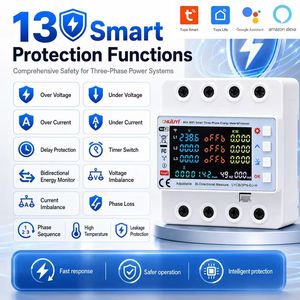 <b>Three</b> Phase Energy Meter Protector 1A 2.4Ghz WiFi Remote Control Timer Function Led Display Smart Life App Support - Product Image 4