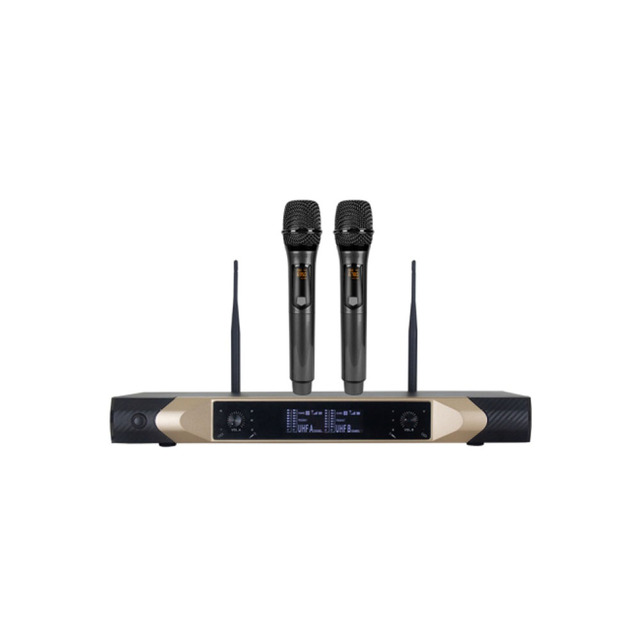 T Double Channel Wireless Karaoke Professional Metal Wireless Handheld Microphone with Microfonos Profesionales