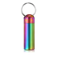 Waterproof Mini Colorful Metal Pill Box With Keychain