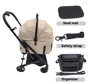 Carrito personalizado para mascotas al por mayor, marco de aluminio, 4 ruedas, transportador para perros y gatos, cochecito plegable ligero de un segundo para perros - Product Image 3