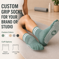 Chaussettes de yoga vert foncé personnalisées avec semelle antidérapante, chaussettes de Pilates antidérapantes pour femmes, entraînement de fitness Pilates