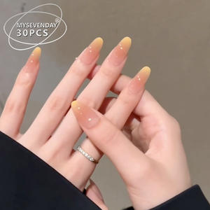 Xiaohongshu vente chaude ongles portables haut de gamme automne hiver conseils dégradé d'oeil de chat 30 pièces détachables faux ongles autocollants - Product Image 2