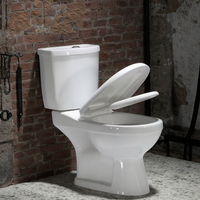 Ensemble WC moderne économique à double chasse avec cuvette de toilettes à siphon, lavabo en céramique à siphon en S, ensemble deux pièces