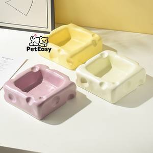 Nuova moda creativa forma di formaggio accessori per animali domestici ciotole in ceramica Anti-ribaltamento doppio uso Cat Dog <span class=keywords><strong>Bowl</strong></span> - Product Image 1