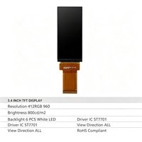 Modul LCD TFT Resolusi 412*960 3.4 Inci dengan Antarmuka RGB 40 Pin Mode Tampilan IPS Pengontrol ST7701P Kecerahan 800