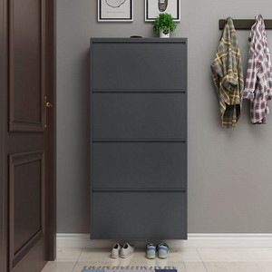 Porte-<span class=keywords><strong>chaussures</strong></span> moderne <span class=keywords><strong>noir</strong></span> à 4 niveaux en acier Offre Spéciale meuble de salon pour la maison, hôtel, salle de sport, appartement - Product Image 6