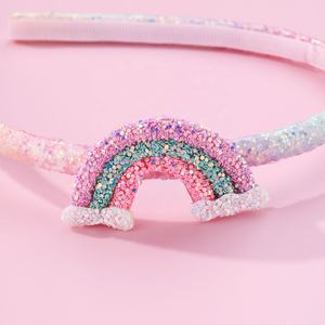 Diadema de Moda Infantil con Degradado de Brillo Arcoíris para Fiesta de Navidad, Accesorios para el Cabello de Plástico y Tela, Talla Única para Niñas - Product Image 2