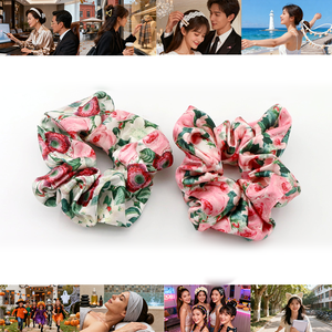 تصميم جديد، أقمشة زهور أنيقة، ربطات شعر منزلية الصنع مخصصة كبيرة جدًا، ربطات شعر كورية بالجملة - Product Image 4