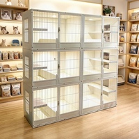 Villa pour chat extra-large en bois massif, style moderne et classique, mobilier de luxe pour chat d'intérieur avec zones de repos, plateau en plastique respirant
