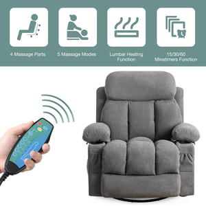 Sofá Reclinable Motorizado de Cine en Casa con Cuero Napa, Calefacción, Masaje Vibratorio de 8 Puntos y Control Remoto - Product Image 5
