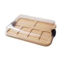Plateau de service classique en bambou pour charcuterie, plateau de buffet avec couvercle, durable, antibactérien, outil de cuisine portable pour les fêtes