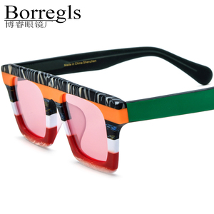 Borregls nhiều màu mờ Acetate phân cực Kính mát phụ nữ thiết kế thương hiệu quá khổ lớn vuông Sun Glasses men Shades 19374t - Product Image 1
