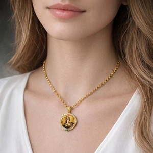 Collar Talismán Diario con Colgante Athena de Sabiduría para el Éxito Profesional, Regalo de Graduación, Gema <span class=keywords><strong>Azul</strong></span> de Zirconia, Chapado en Oro de 18K, Proveedor de Boutique - Product Image 4